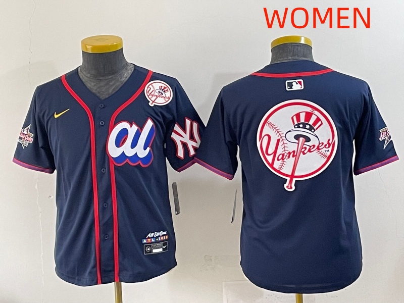 Women 2025 New York Yankees Blank Drak Blue All star Blank Blue Nike MLB Jersey style 14->pittsburgh pirates->MLB Jersey